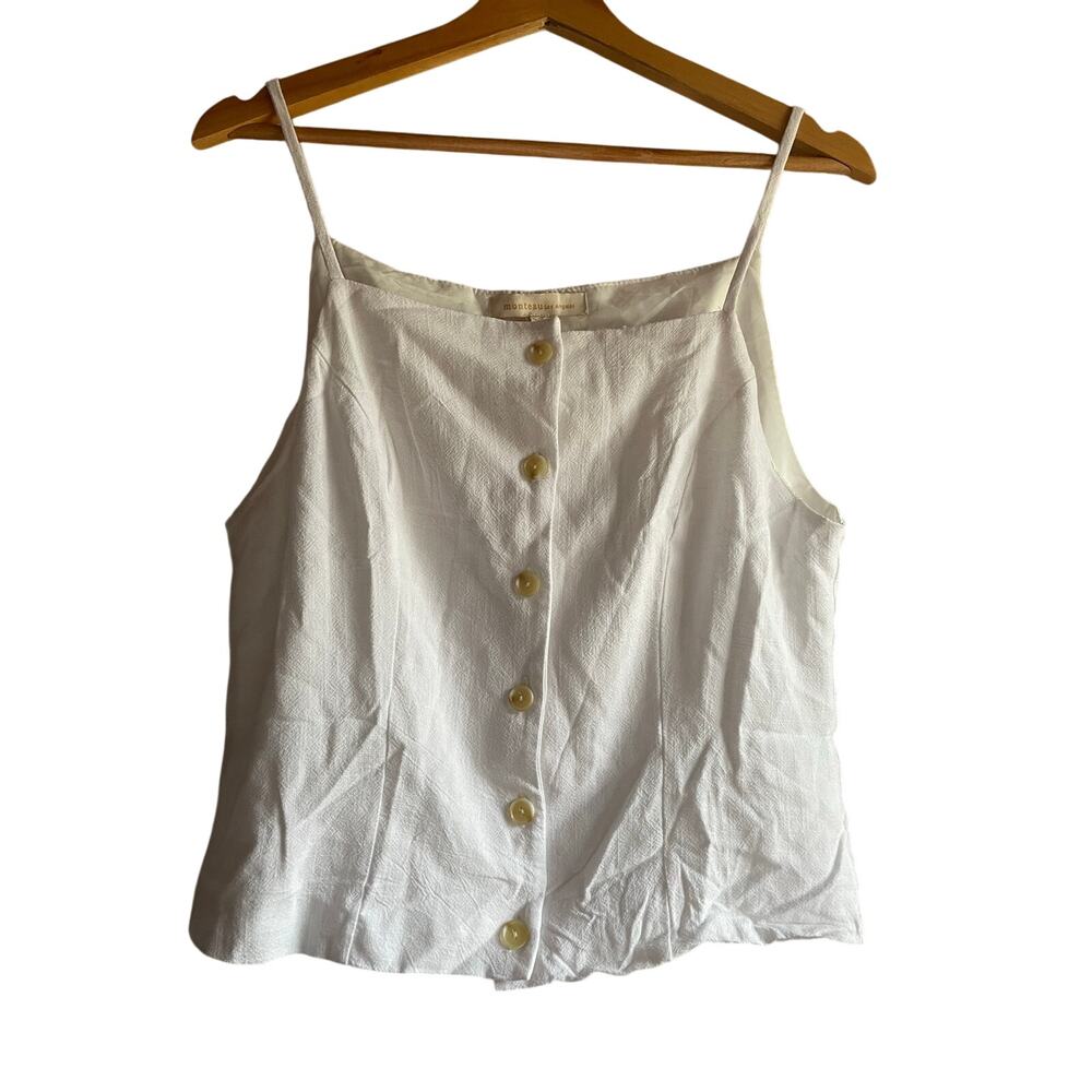 Cropped Beachy Linen Blend Fitted Top Women’s Size L